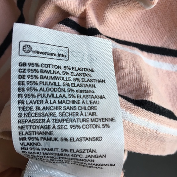 ⚪ H&M Divided pink striped cotton blend scoop neck tee - Picture 7 of 11